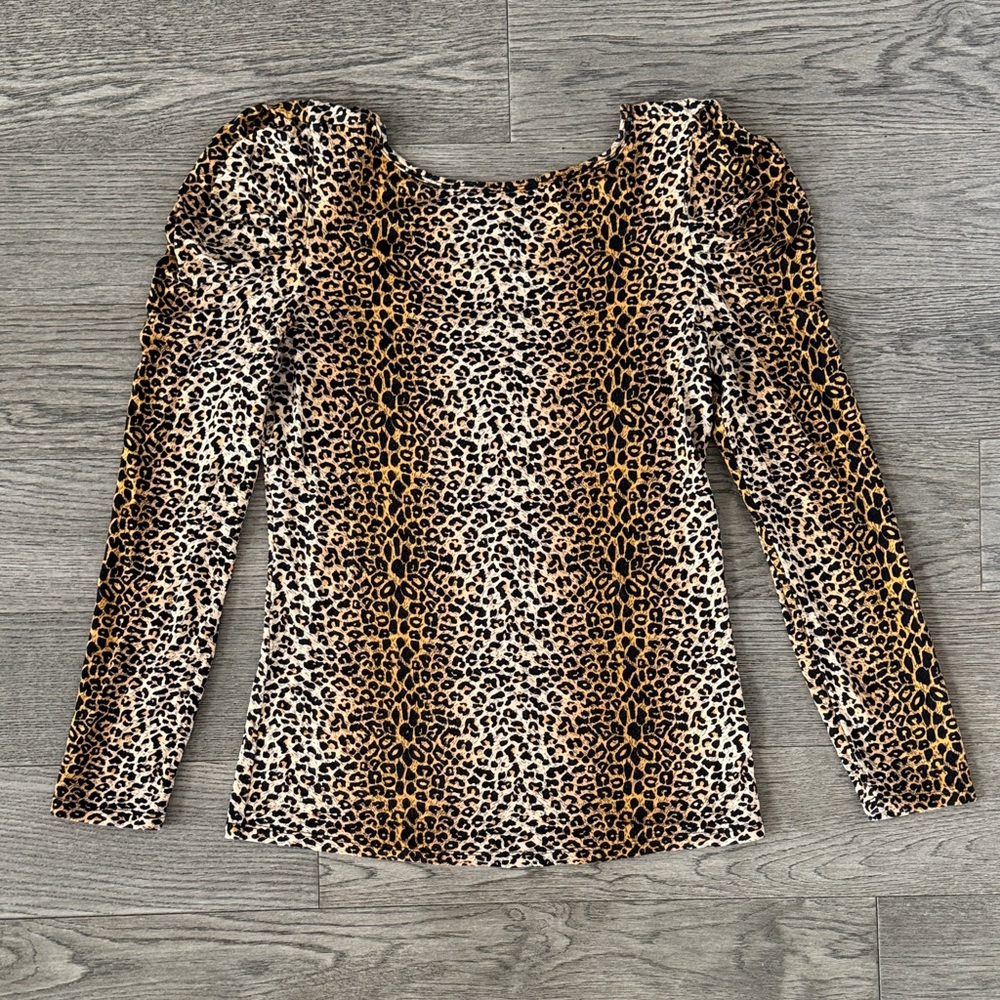 🌼GIBSON LATIMER🌼 Leopard Print Puff Sleeve Blouse